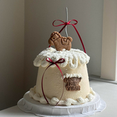 2026新年跨年马年快乐蛋糕装 饰小马英文饼干压模丝带蝴蝶简约装 扮