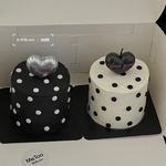 韩系简约款小香风黑白波点蛋糕装饰闺蜜姐妹生日派对爱心蜡烛装扮