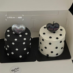 韩系简约款小香风黑白波点蛋糕装饰闺蜜姐妹生日派对爱心蜡烛装扮