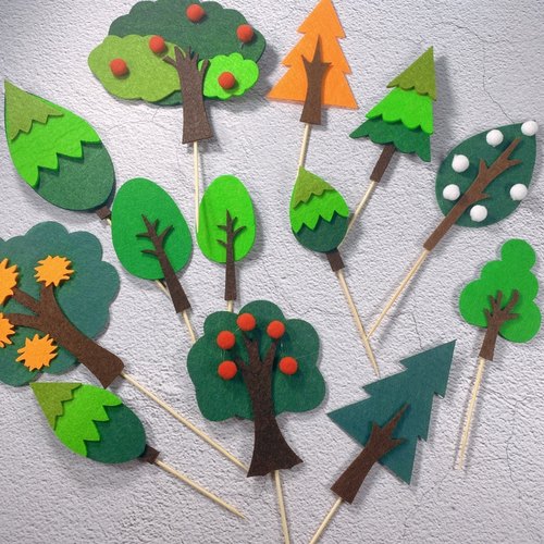 烘焙毛毡小树蛋糕装饰
