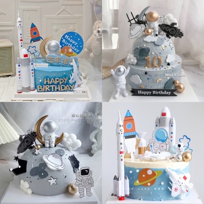 星球火箭航空模型摆件蛋糕装饰