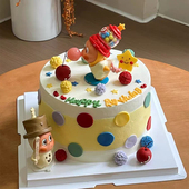 网红卡通可爱跷跷板星星人蛋糕装 扮 饰摆件儿童生日多彩小球甜品装