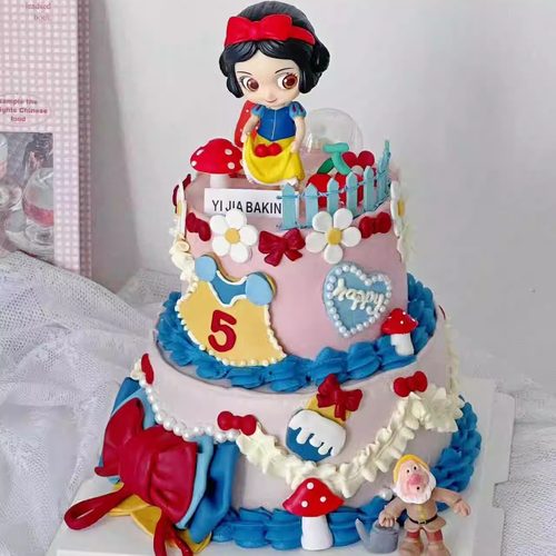 白雪公主蛋糕装饰兜苹果白雪小矮人蘑菇房子女孩生日派对装扮插件
