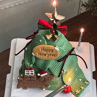 2025网红圣诞节快乐铃铛蝴蝶结叶子蛋糕装饰礼物腊肠狗饼干压模