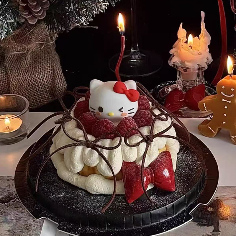 2026网红新年快乐跨年hellokitty蛋糕装饰KT猫红色蝴蝶结烘焙摆件