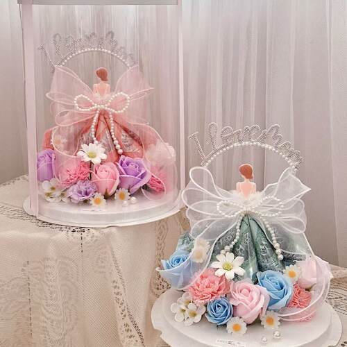 2025母亲节日快乐背影女神蛋糕装饰婚纱女神惊喜盒子烘焙装饰插件