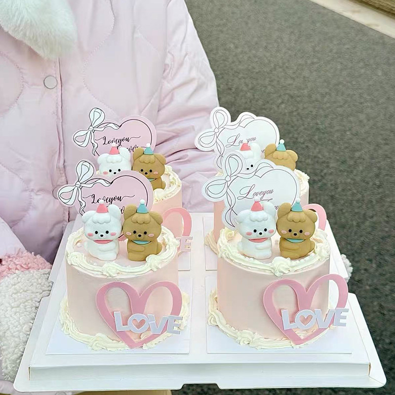 网红情人节可爱情侣修狗蛋糕装饰摆件爱心love亚克力卡片装扮插件,节庆用品/礼品,蛋糕/烘焙装饰用品,淘宝优惠券,粉丝福利购,淘宝优惠卷