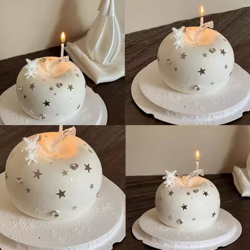 韩系简约款ins风银色星星亮片水晶苹果蛋糕装饰唯美雪花生日插件