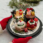 2025圣诞节快乐亚克力斯巴克甜品蛋糕装饰插件腊肠狗雪花装扮配件