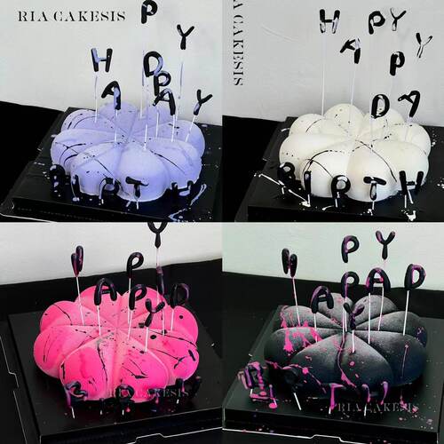 网红同款ins风简约字母HB蛋糕装饰黑色字母生日快乐烘焙装扮插件