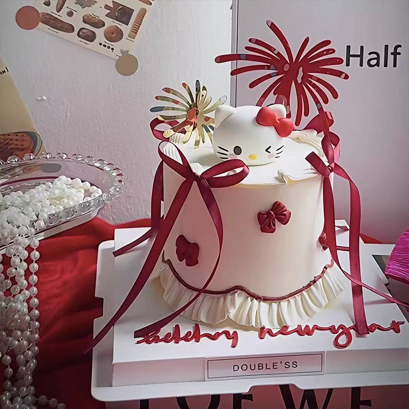 2026元旦新年快乐网红可爱KT猫蛋糕装饰摆件礼花亚克力装扮插件,节庆用品/礼品,蛋糕/烘焙装饰用品,淘宝优惠券,粉丝福利购,淘宝优惠卷