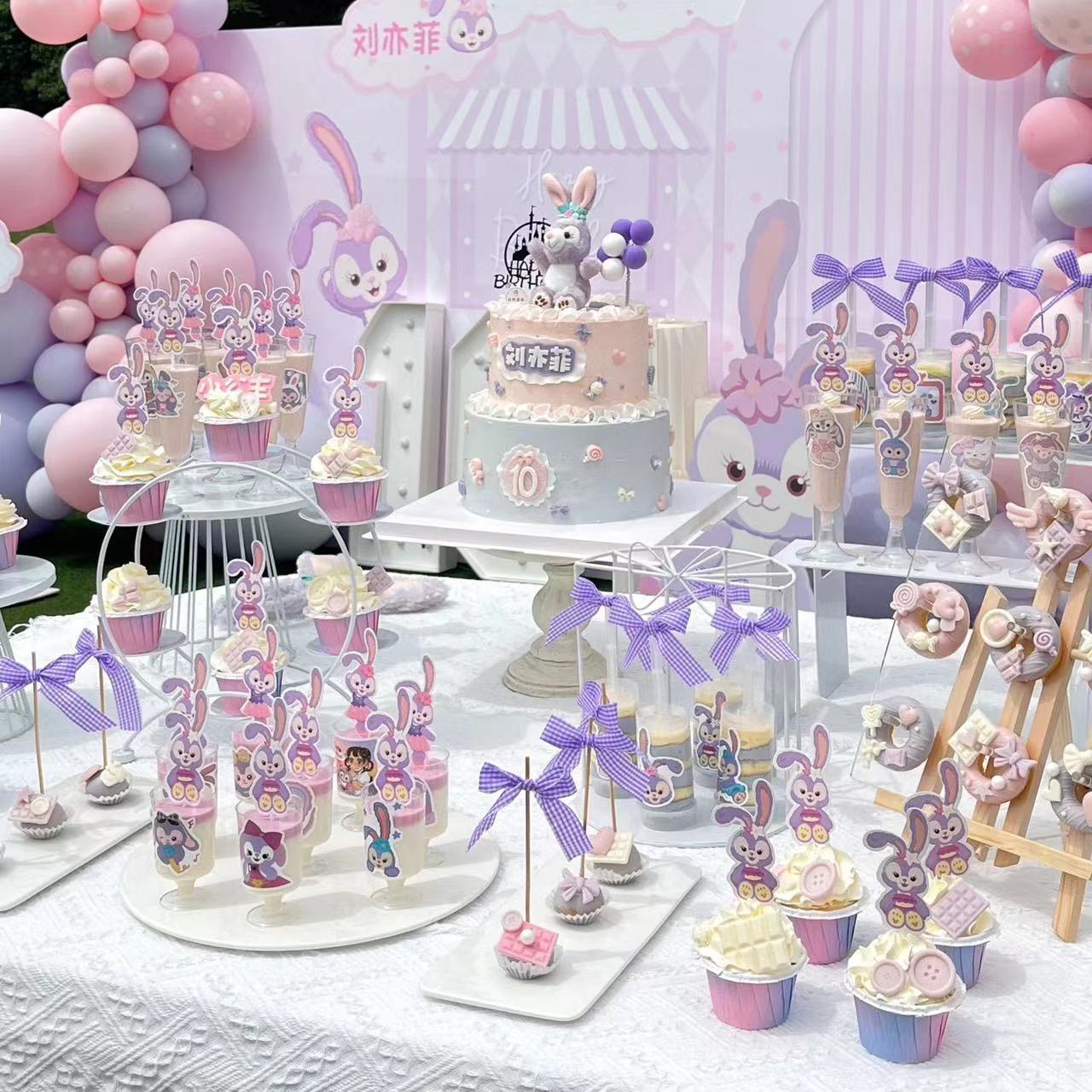 星黛露紫色小兔推推乐布丁杯贴纸