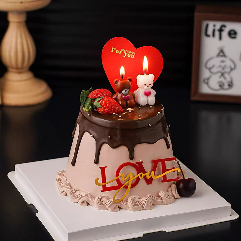 2.14情人节快乐浮雕爱心卡片蛋糕装饰情侣爱心小熊蜡烛装扮摆件,节庆用品/礼品,蛋糕/烘焙装饰用品,淘宝优惠券,粉丝福利购,淘宝优惠卷