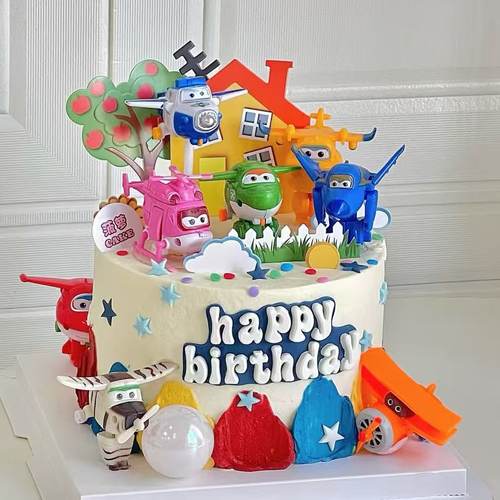 超级飞侠蛋糕装饰摆件儿童生日卡通变身飞机小飞侠烘焙装扮配件