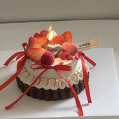 2025圣诞节爱心蜡烛蛋糕装 饰草莓挞红色丝带情侣纪念日装 扮插件