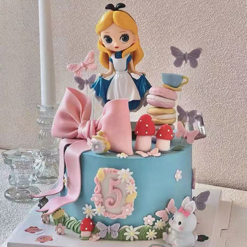 可爱提裙子金发公主爱丽丝蛋糕装饰摆件小女孩生日艾莉丝甜品装扮