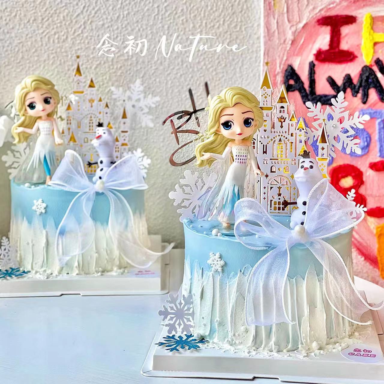 冰雪奇缘蛋糕装饰四代爱莎公主