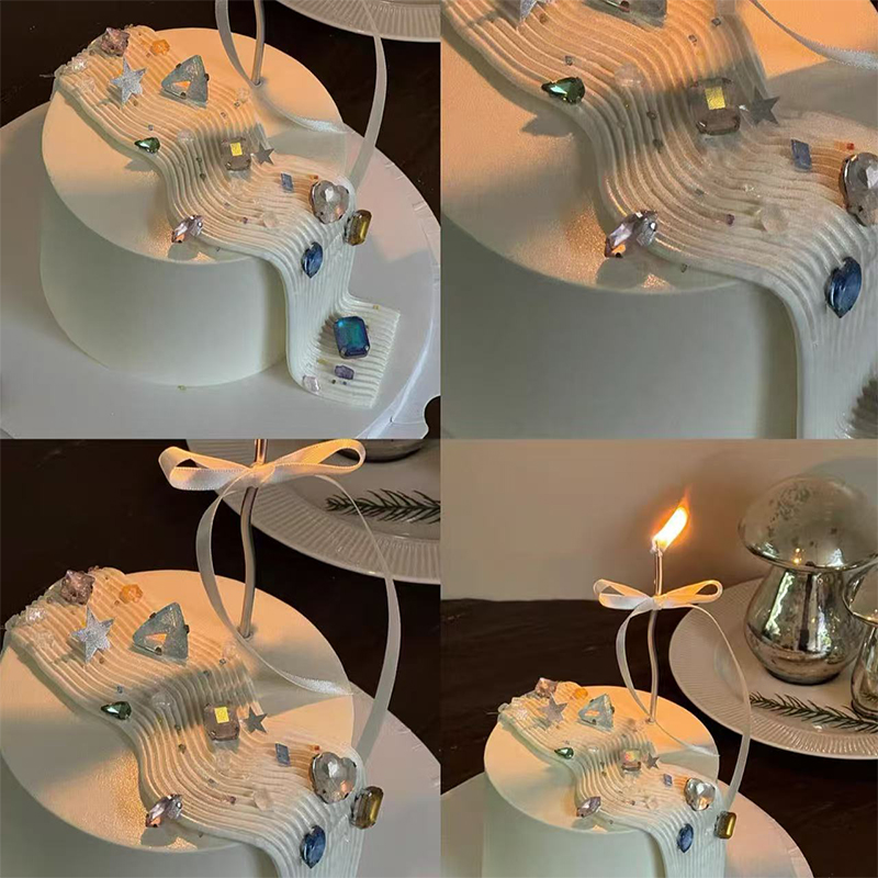 网红韩系简约风钻石银色星星蛋糕装饰插件亮片五角星彩色宝石装扮