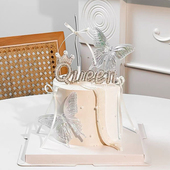 3.8女神节幻彩蝴蝶蛋糕装 饰唯美珍珠皇冠queen女王节烘焙装 扮插件