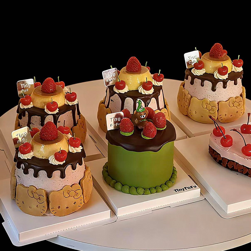 网红同款圣诞节快乐KT祈福猫饼干蛋糕装饰小熊蜡烛布丁塔甜品插件