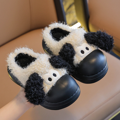 秋冬季儿童棉拖鞋卡通小狗男童居家室内软底防滑宝宝室内拖鞋女童