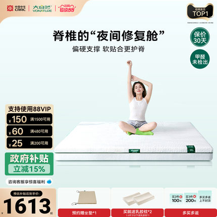 大自然【岚栖H3】山棕床垫护脊椎家庭用硬垫防螨席梦思棕垫可拆卸