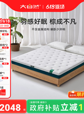 大自然【新品】岚栖F3山棕卧室床垫护脊硬垫防螨席梦思棕垫可拆卸