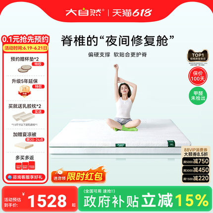 大自然【岚栖H3】山棕床垫护脊椎家庭用硬垫防螨席梦思棕垫可拆卸