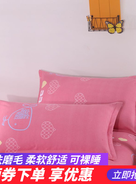 新品亲肤磨毛枕套一对装拉链款高档水洗棉单人枕用枕芯套枕头套