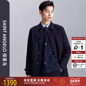 报喜鸟品牌秋冬新款 商务休闲宽松男士 加绒翻领风衣羽绒服外套男