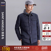 商务休闲男士 报喜鸟2024冬季 新款 白鹅绒翻领羽绒服轻暖鹅绒服外套