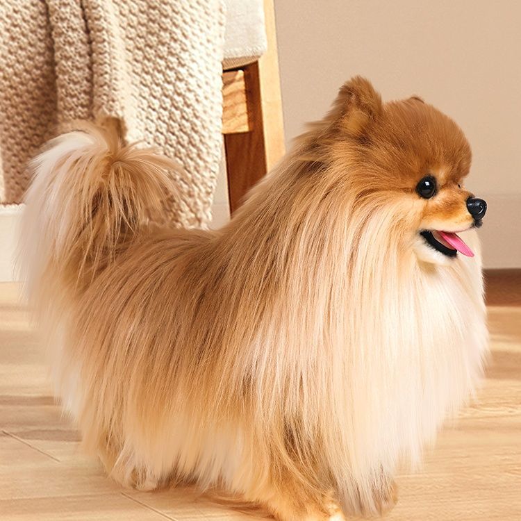 凯特胡赛尼仿真博美犬狗狗玩偶公仔毛绒玩具男女孩陪伴生日礼物棕