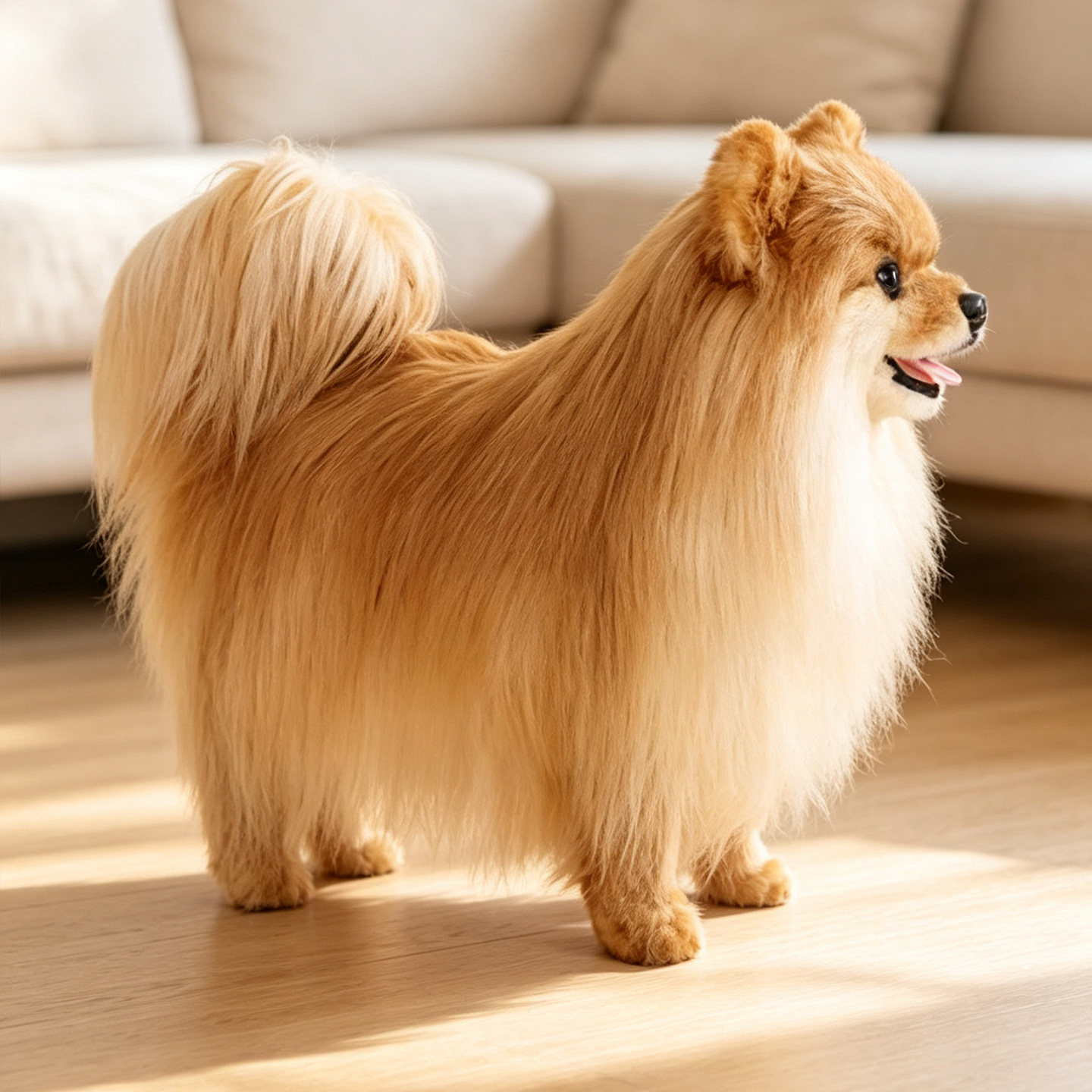仿真博美犬毛绒公仔生日礼物