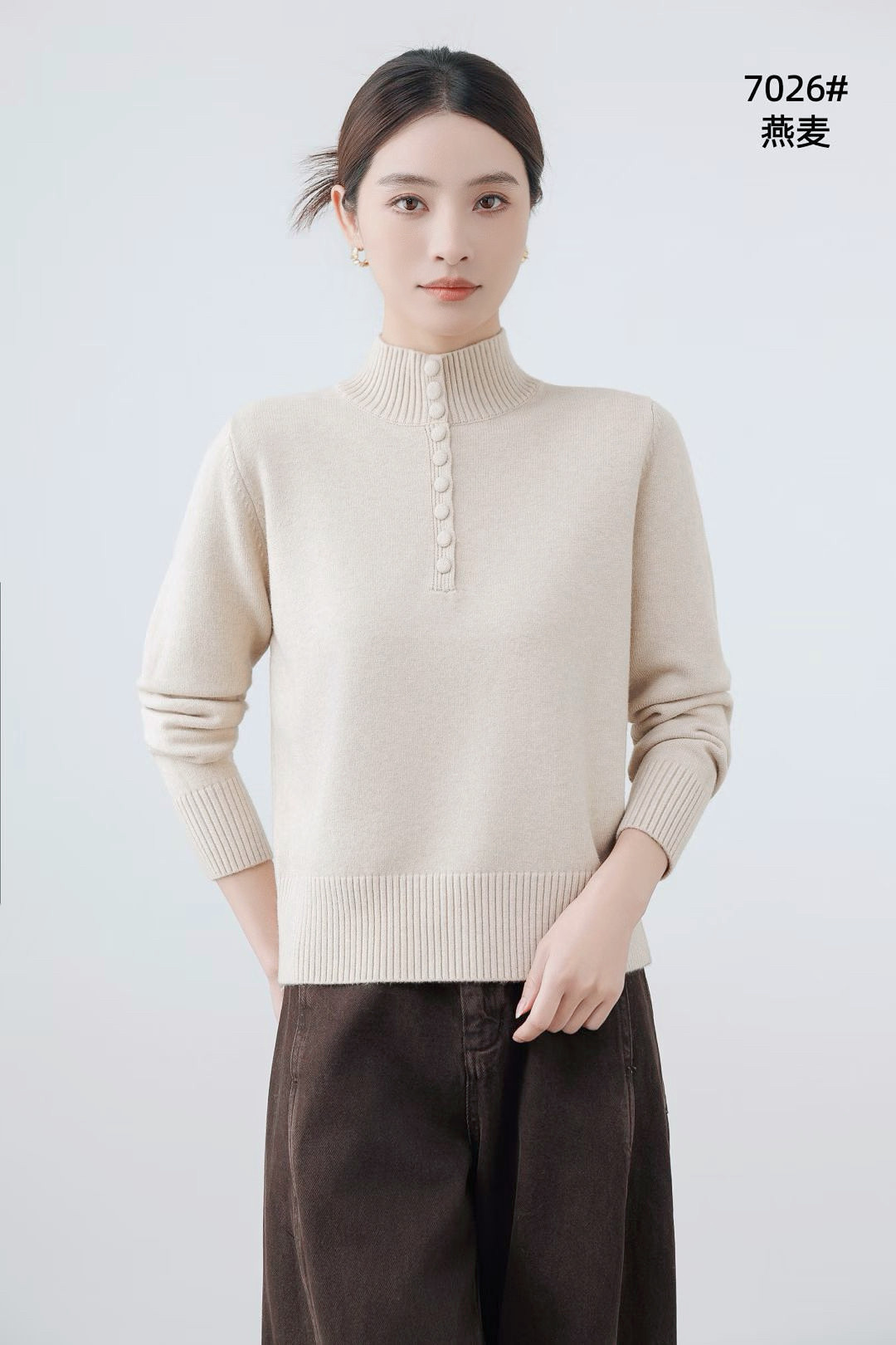 加绒加厚新款时尚百搭纯色半高领针织打底衫内搭毛衣上衣女