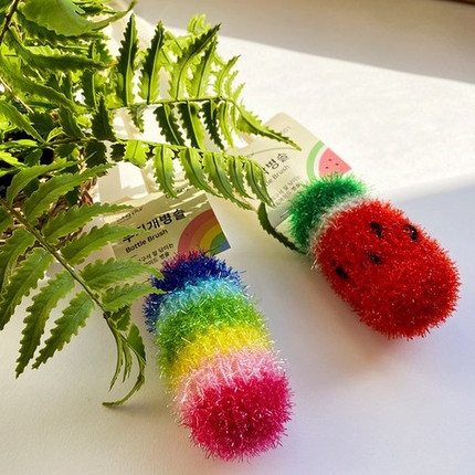 韩国进口亚克力彩虹杯刷瓶刷长柄奶瓶水杯刷子清洁用刷可爱多巴胺