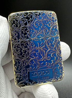 ZIPPO正品之宝打火机 日版原版限量熏金烤蓝 1941双面唐草-3-245D