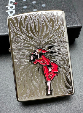 ZIPPO正品之宝打火机 日版原版常规 银色黑色玫瑰粉 贴章风中女郎