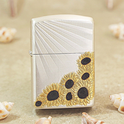 ZIPPO正品之宝打火机盔甲向日葵