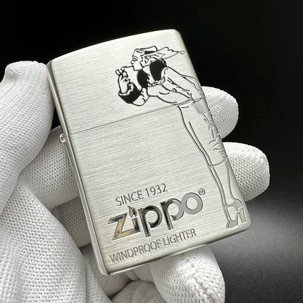 ZIPPO正品之宝打火机 日版原版常规 银色 两面风中女郎2SS-WINDY