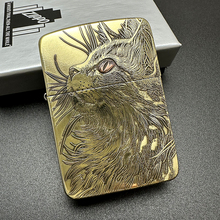 ZIPPO正品之宝打火机 鹰皇原版浮雕DIY 1941B黄铜仰望睡猫