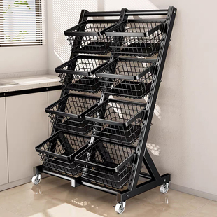 厨房置物架落地多层可移动蔬菜水果菜篮子客厅商用零食收纳展示架