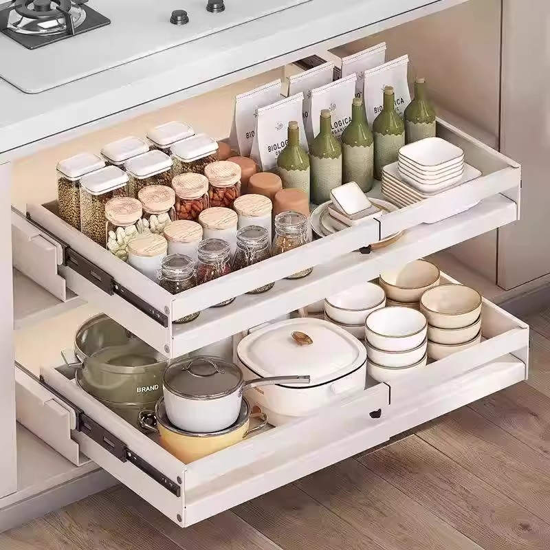 拉篮厨房橱柜抽屉式碗架收纳