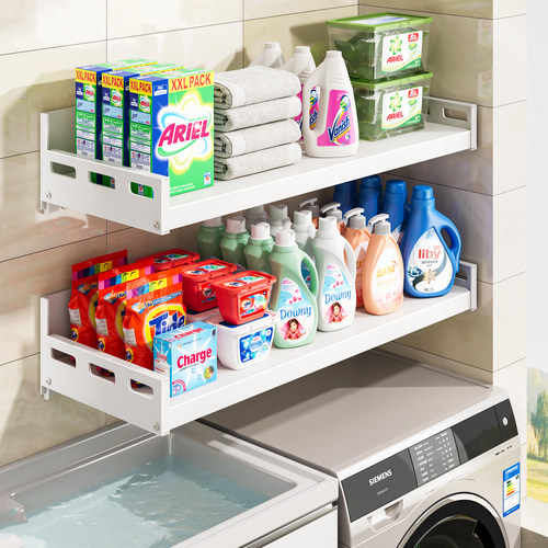 洗衣机上方置物架白色碳钢免打孔壁挂式收纳架洗衣机池上方壁挂架