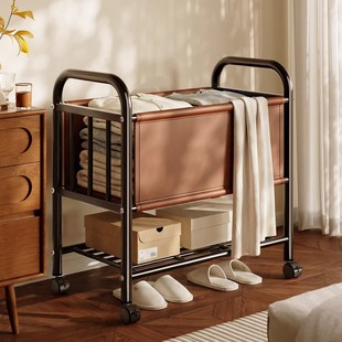 中古风大容量脏衣篓家用洗衣篮可移动收纳推车置物架脏衣服收纳筐