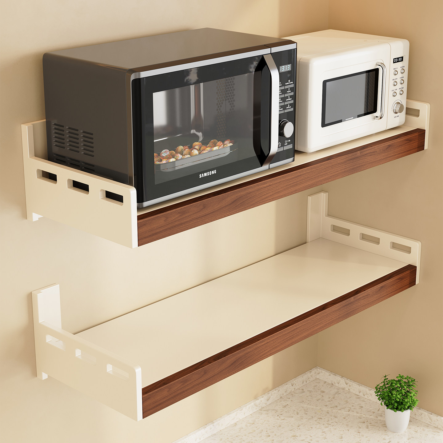 厨房置物架中古风免打孔壁挂式多功能调味料油盐酱醋微波炉收纳架