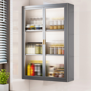 厨房置物架多层挂墙调料品收纳柜调料瓶储物柜油盐酱醋收纳柜防尘