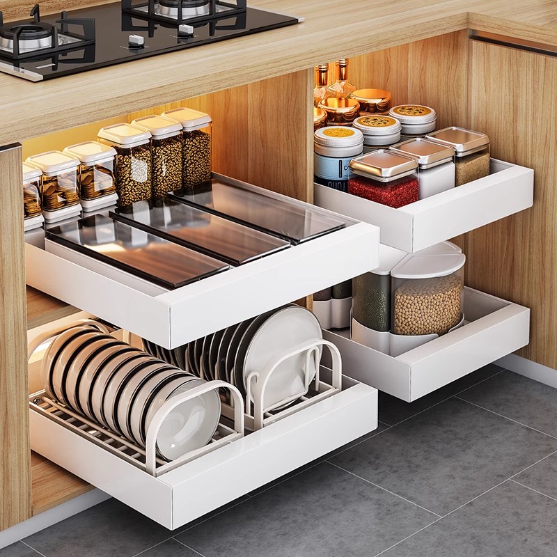 橱柜内抽屉式拉篮厨房收纳