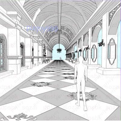 csp3d欧式走廊带休息区设计素材