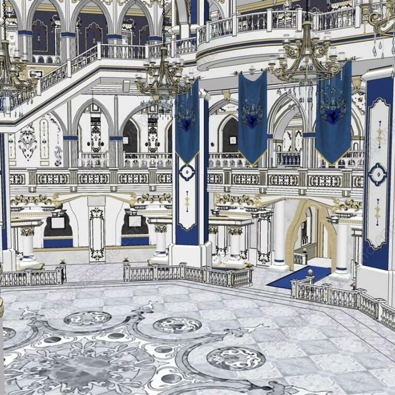 acon3d 081欧式宴会厅SU模型SU模型