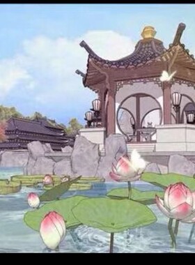 acon3d 武侠史剧背景-湖泊与殿阁 绘画专用